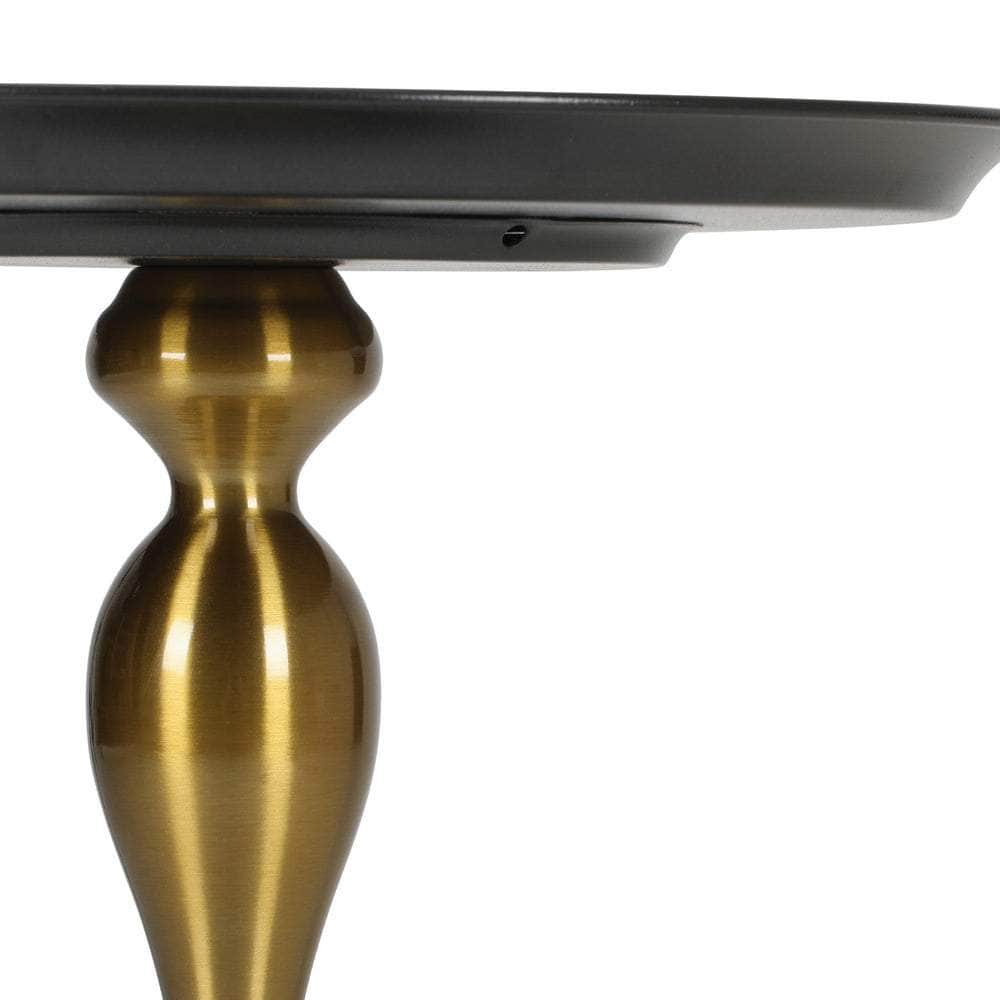 Coffee Side Table Round Metal Black/White