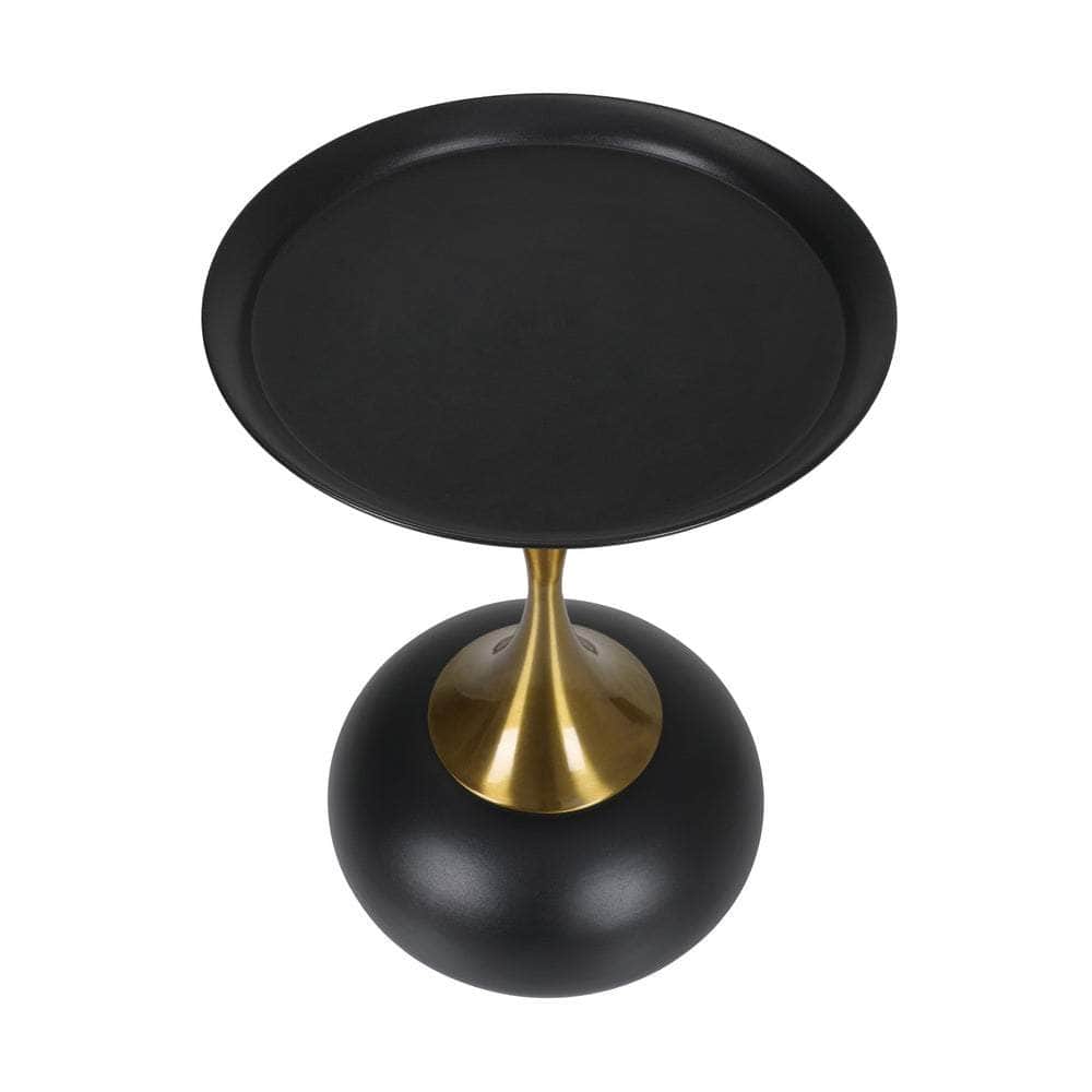 Coffee Side Table Round Metal Black/White
