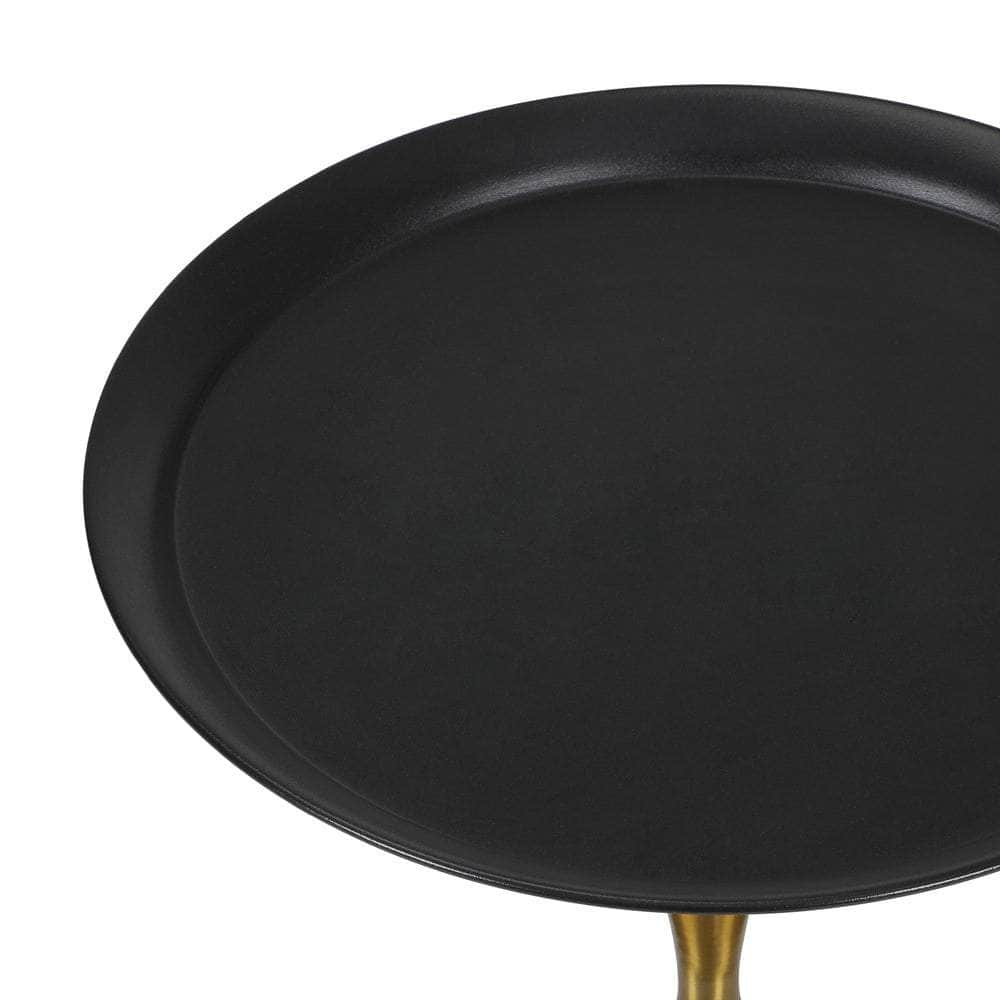 Coffee Side Table Round Metal Black/White