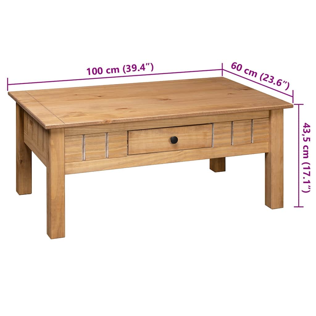Coffee Table 100x60x45cm Solid Pine Wood Panama Range Living Room Table