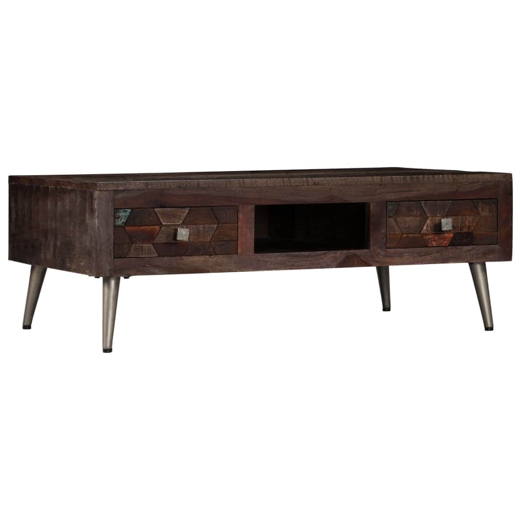 Coffee Table 2 Drawers Solid Reclaimed Wood