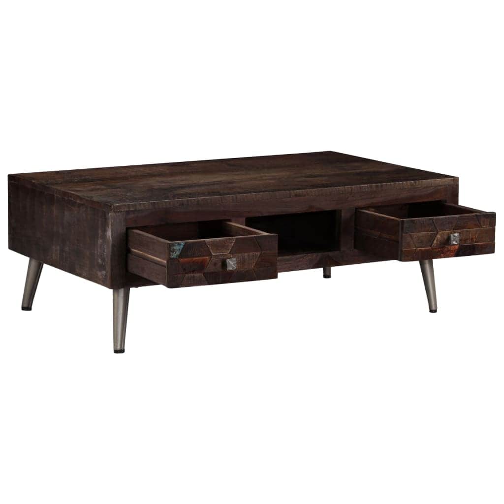 Coffee Table 2 Drawers Solid Reclaimed Wood
