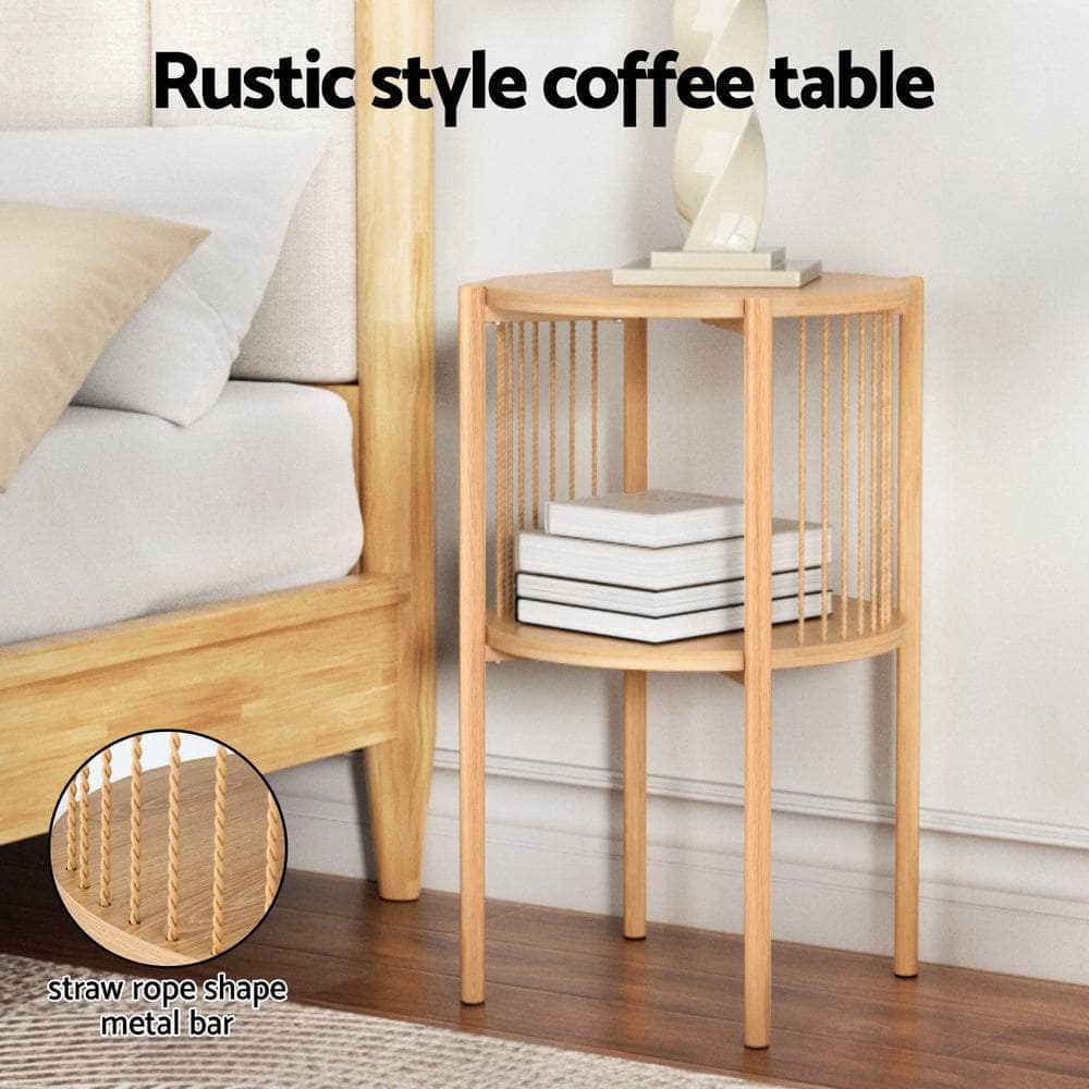 Coffee Table 2-Tier Round Wood - Elegant and Modern Living Room Furniture
