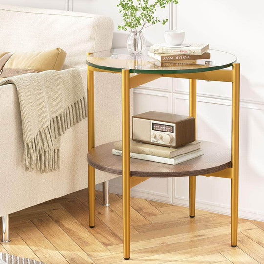 Coffee Table 45Cm Round Tempered Glass Carol
