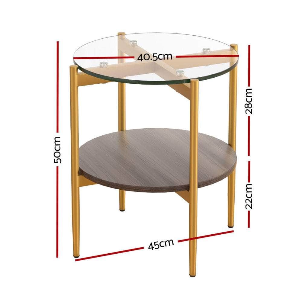 Coffee Table 45Cm Round Tempered Glass Carol