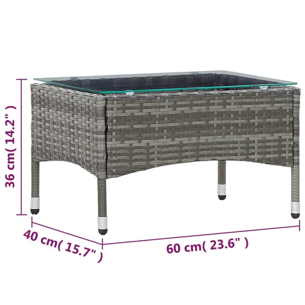 Coffee Table Grey Poly Rattan