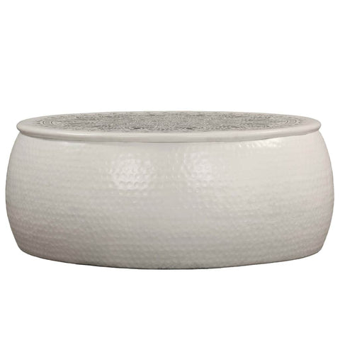 Coffee Table Hammered Aluminium  White