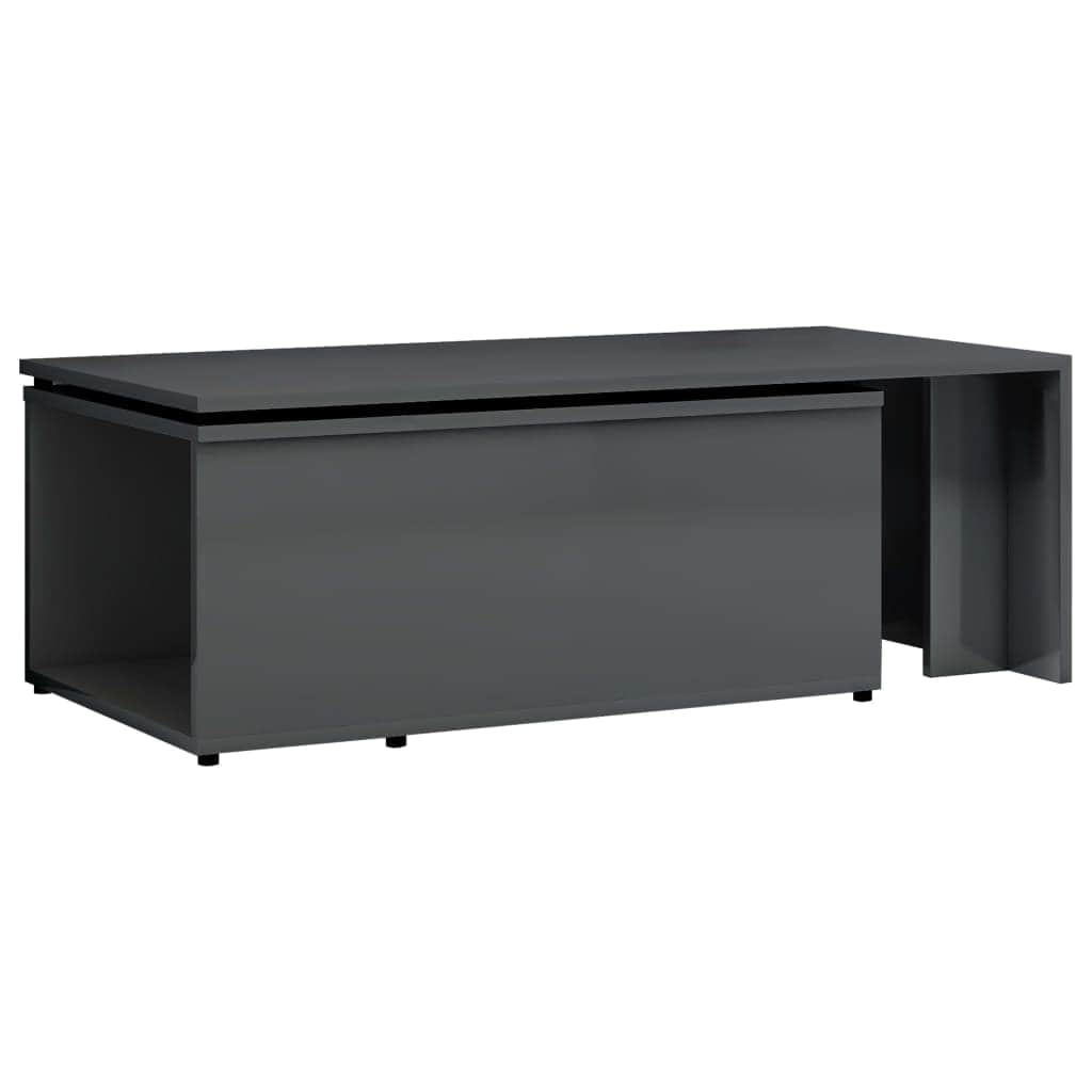 Coffee Table High Gloss Grey Chipboard