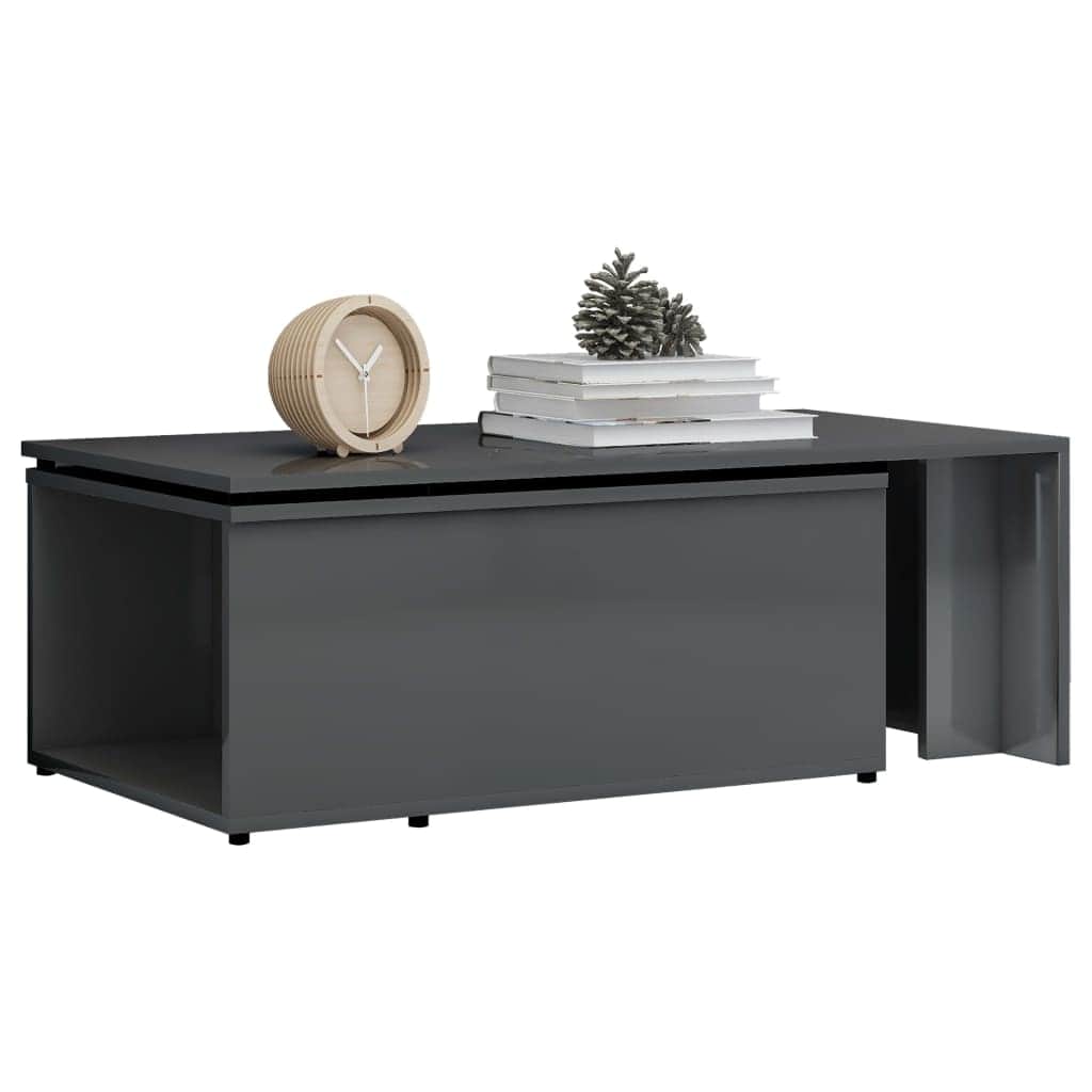 Coffee Table High Gloss Grey Chipboard