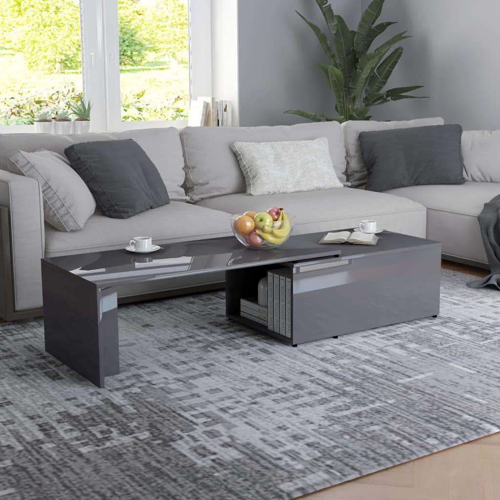 Coffee Table High Gloss Grey Chipboard