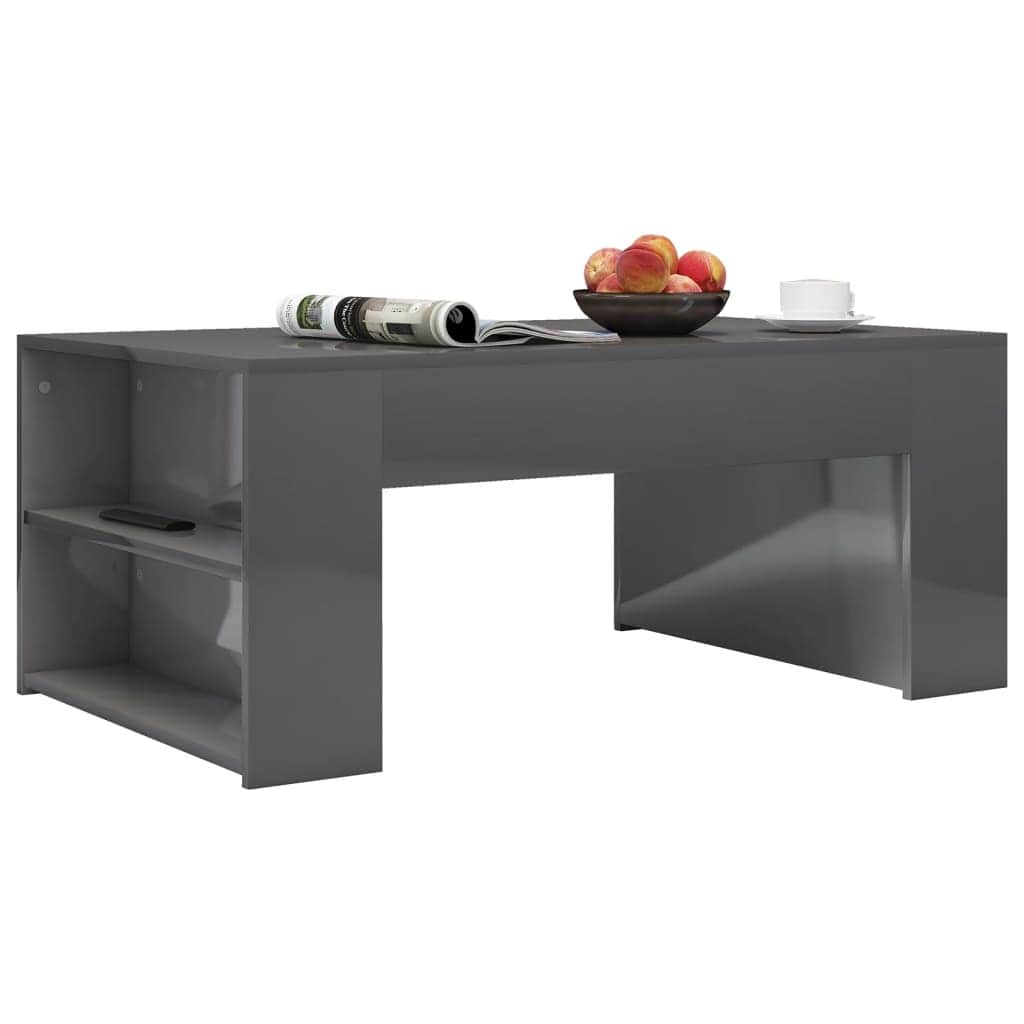 Coffee Table High Gloss Grey Chipboard