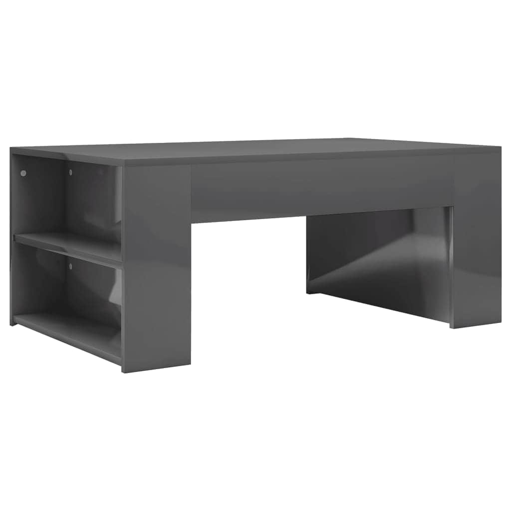 Coffee Table High Gloss Grey Chipboard
