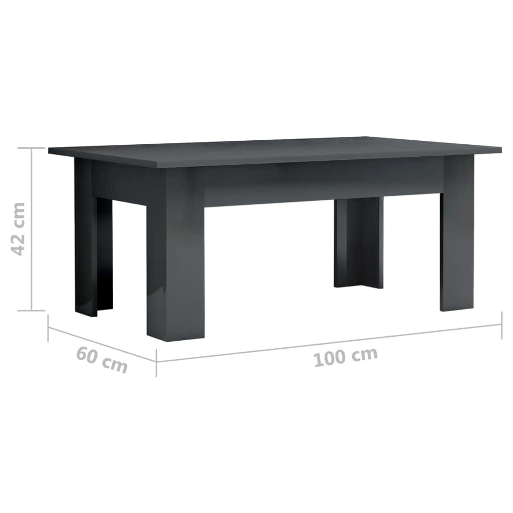 Coffee Table High Gloss Grey  Chipboard