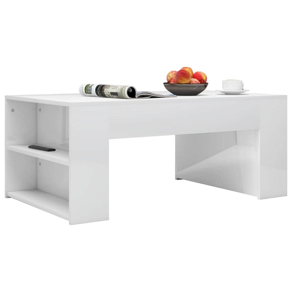 Coffee Table High Gloss White Chipboard