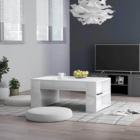 Coffee Table High Gloss White Chipboard