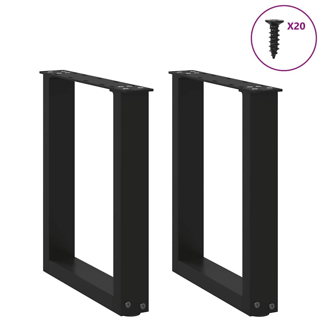 Coffee Table Legs U-Shaped 2-pcs Black Steel | Black colour