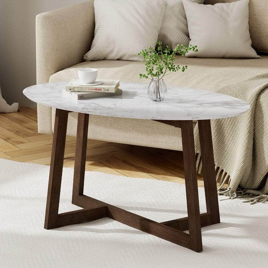 Coffee Table Oval Marble Effect, Marble finish