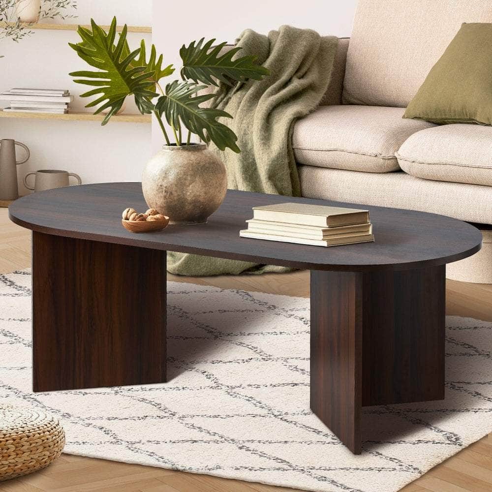 Coffee Table Oval Sofa End Table Timber Walnut