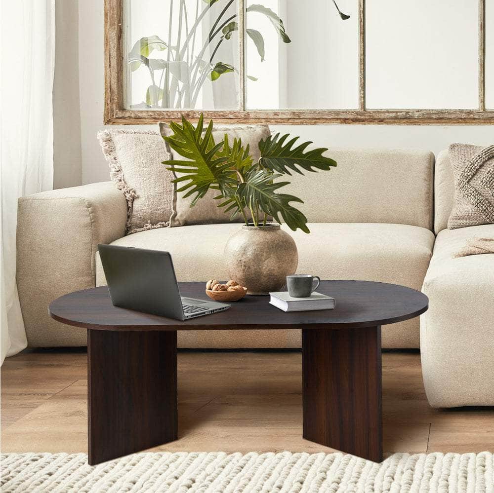 Coffee Table Oval Sofa End Table Timber Walnut