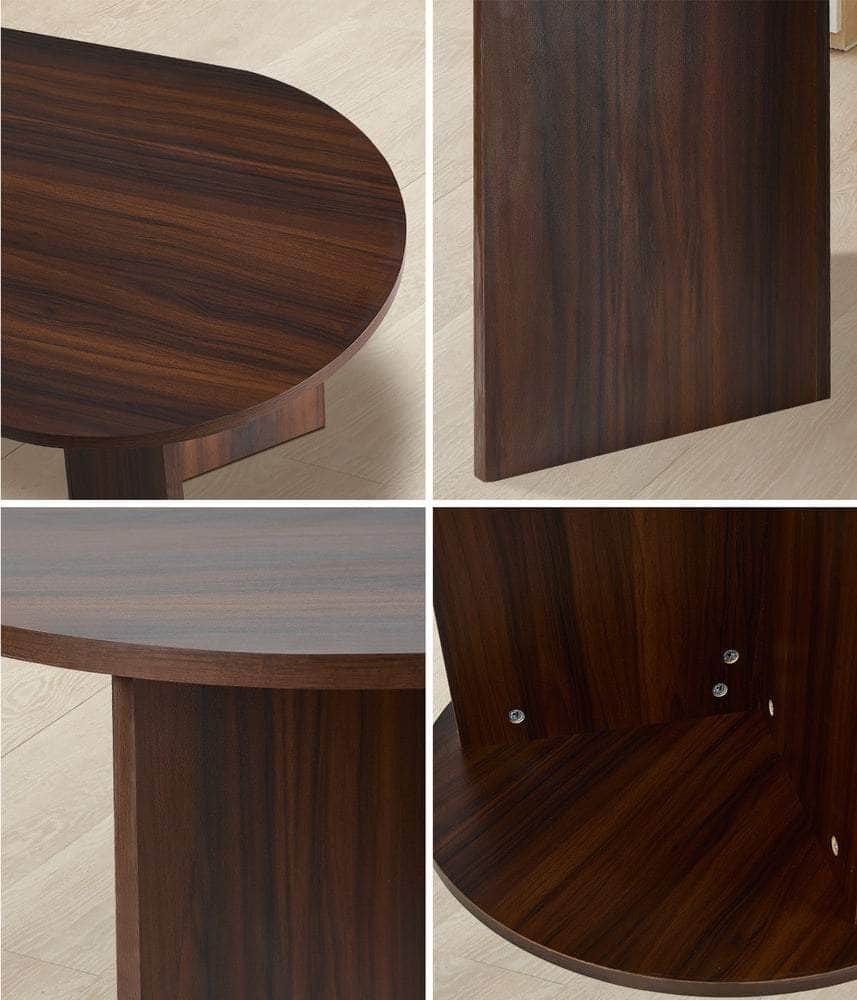 Coffee Table Oval Sofa End Table Timber Walnut