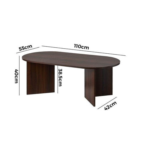 Coffee Table Oval Sofa End Table Timber Walnut