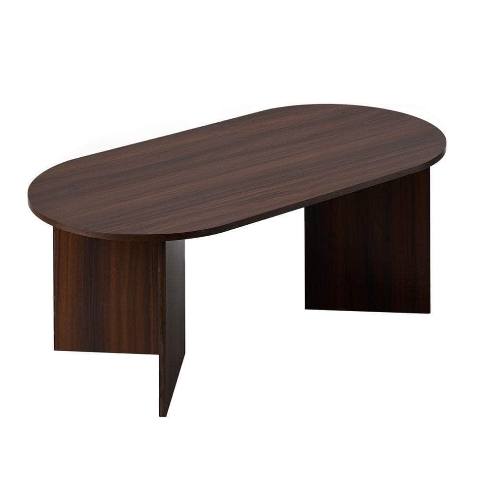 Coffee Table Oval Sofa End Table Timber Walnut