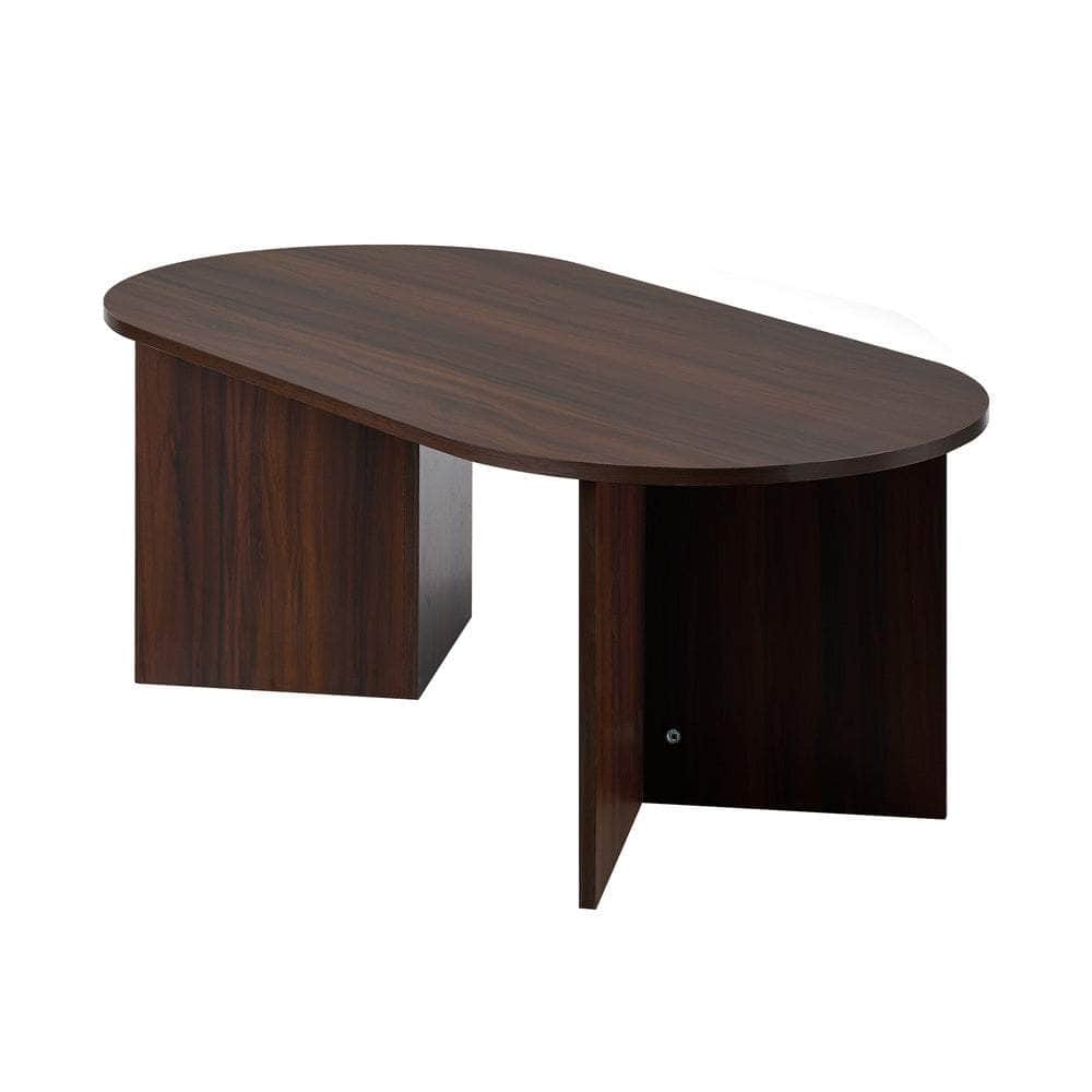 Coffee Table Oval Sofa End Table Timber Walnut