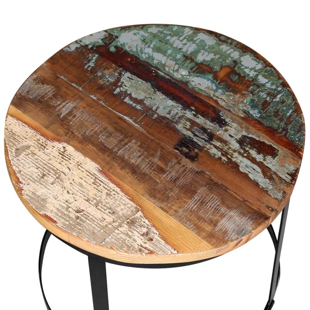 Coffee Table Set 2 Pieces Solid Reclaimed Wood Round 40/50cm Living Room