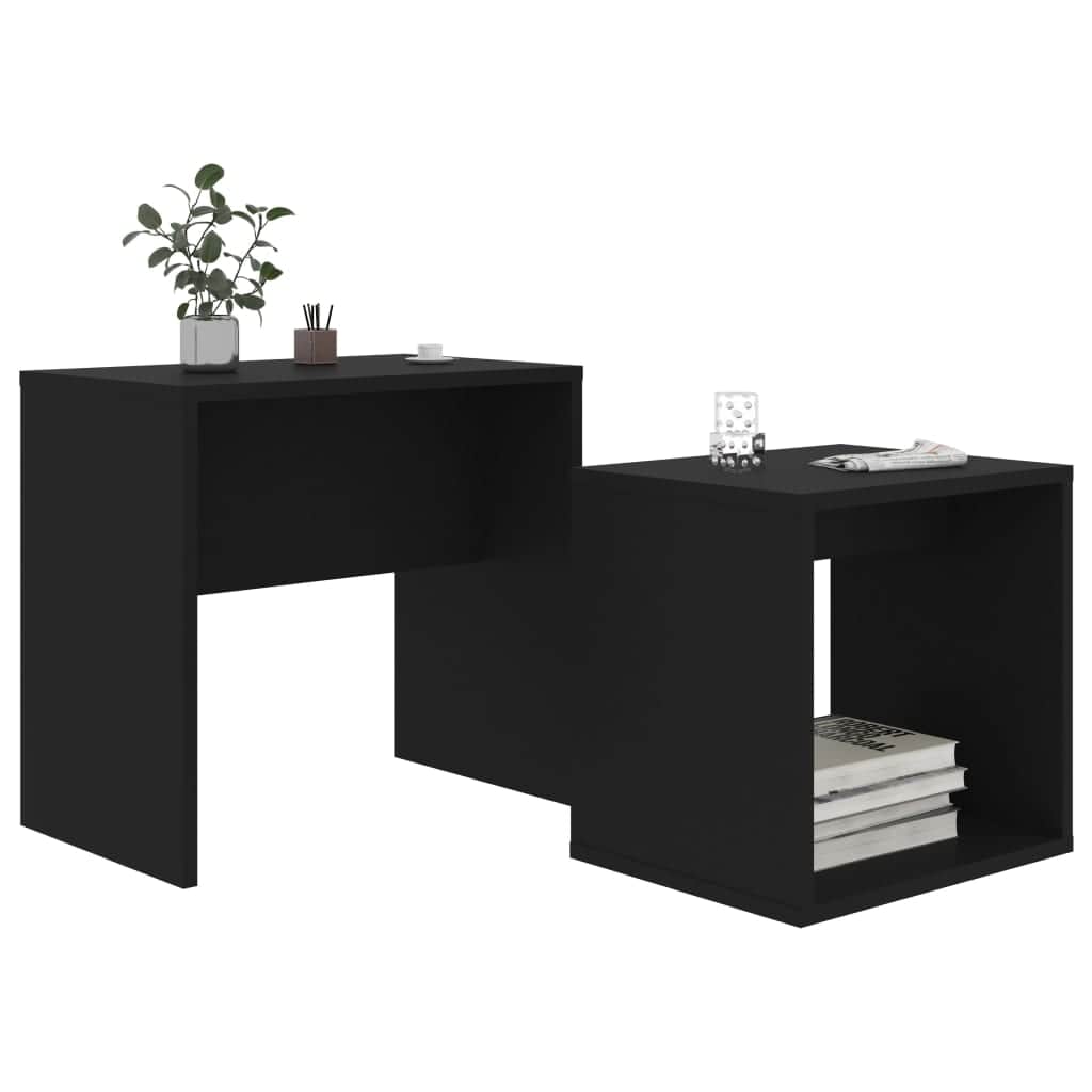 Coffee Table Set Black Chipboard