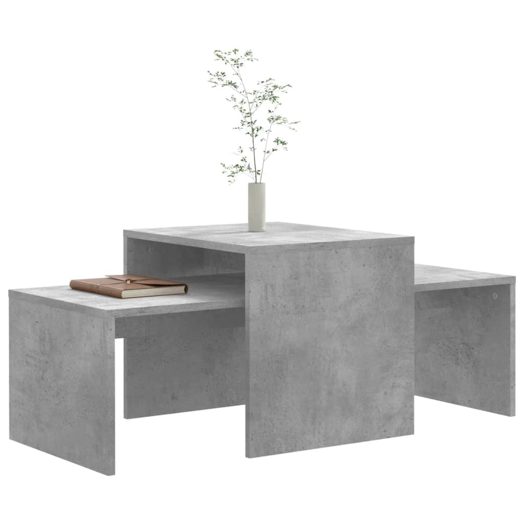 Coffee Table Set Concrete Grey Chipboard