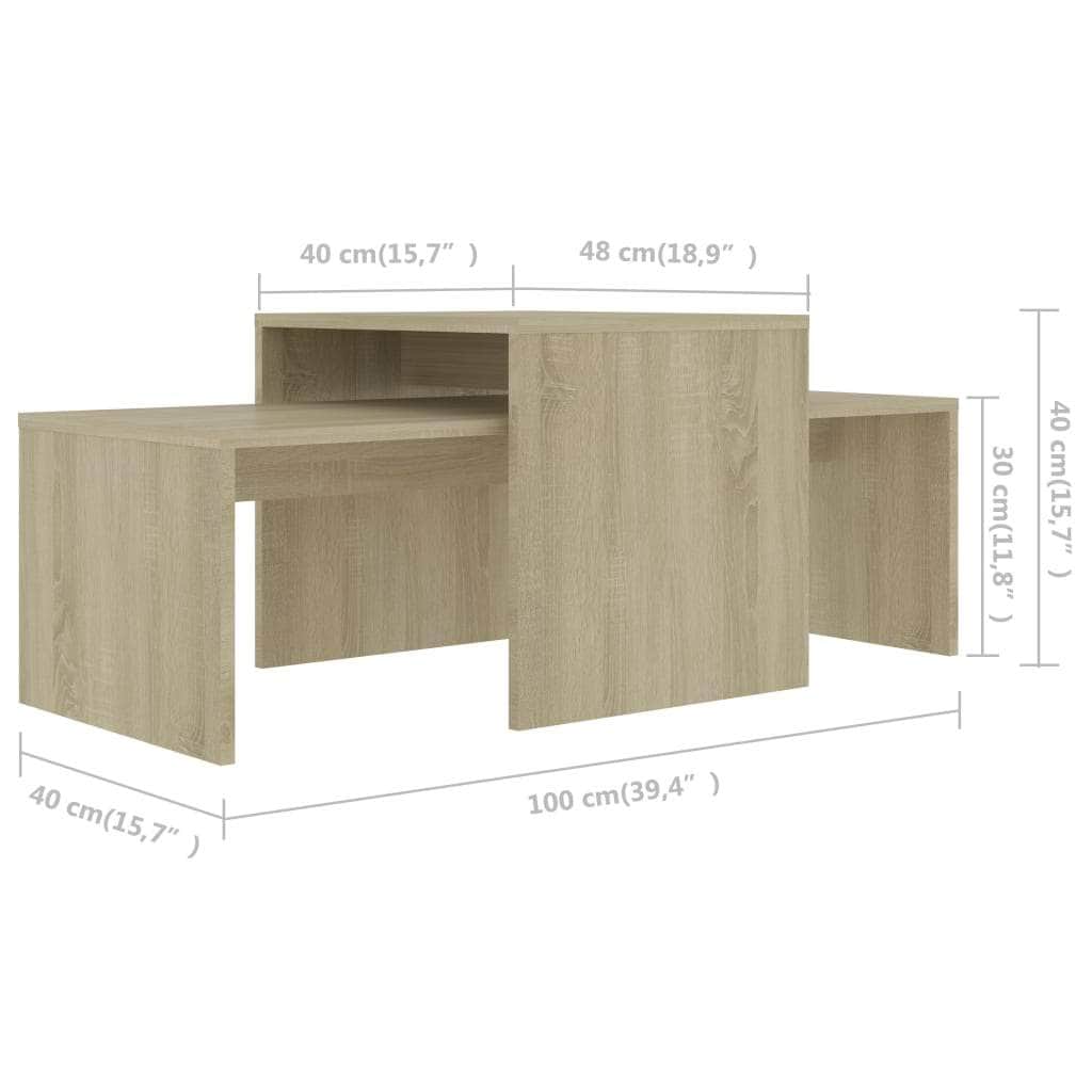 Coffee Table Set Sonoma Oak Chipboard