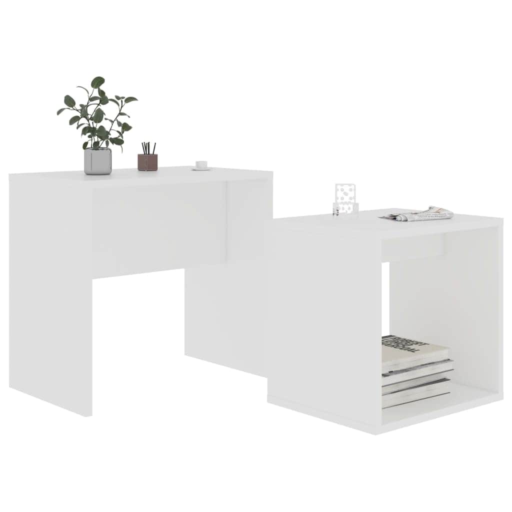 Coffee Table Set White Chipboard