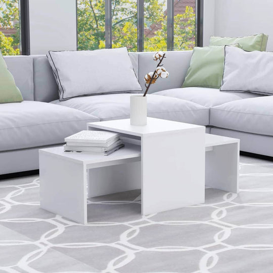 Coffee Table Set White Engineered Wood