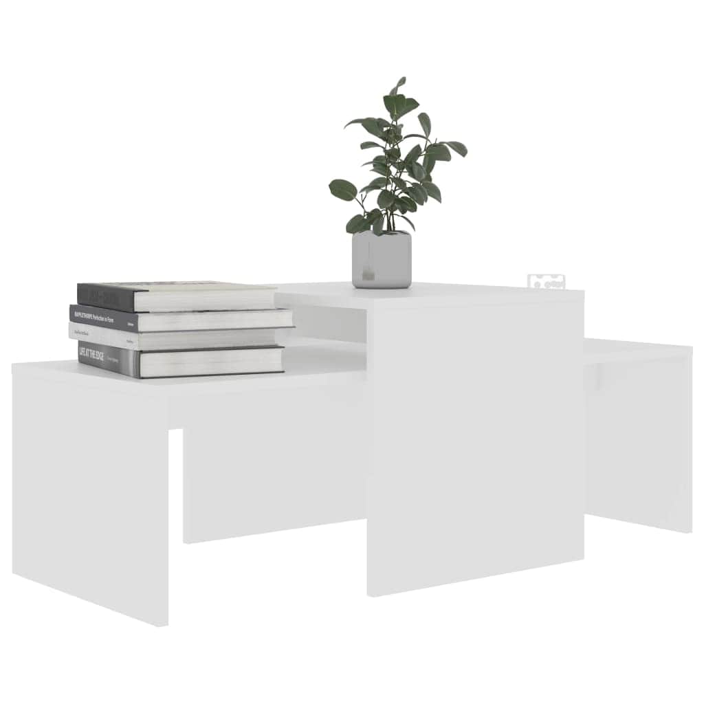 Coffee Table Set White Engineered Wood