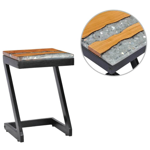Coffee Table Solid Teak Wood and Polyresin