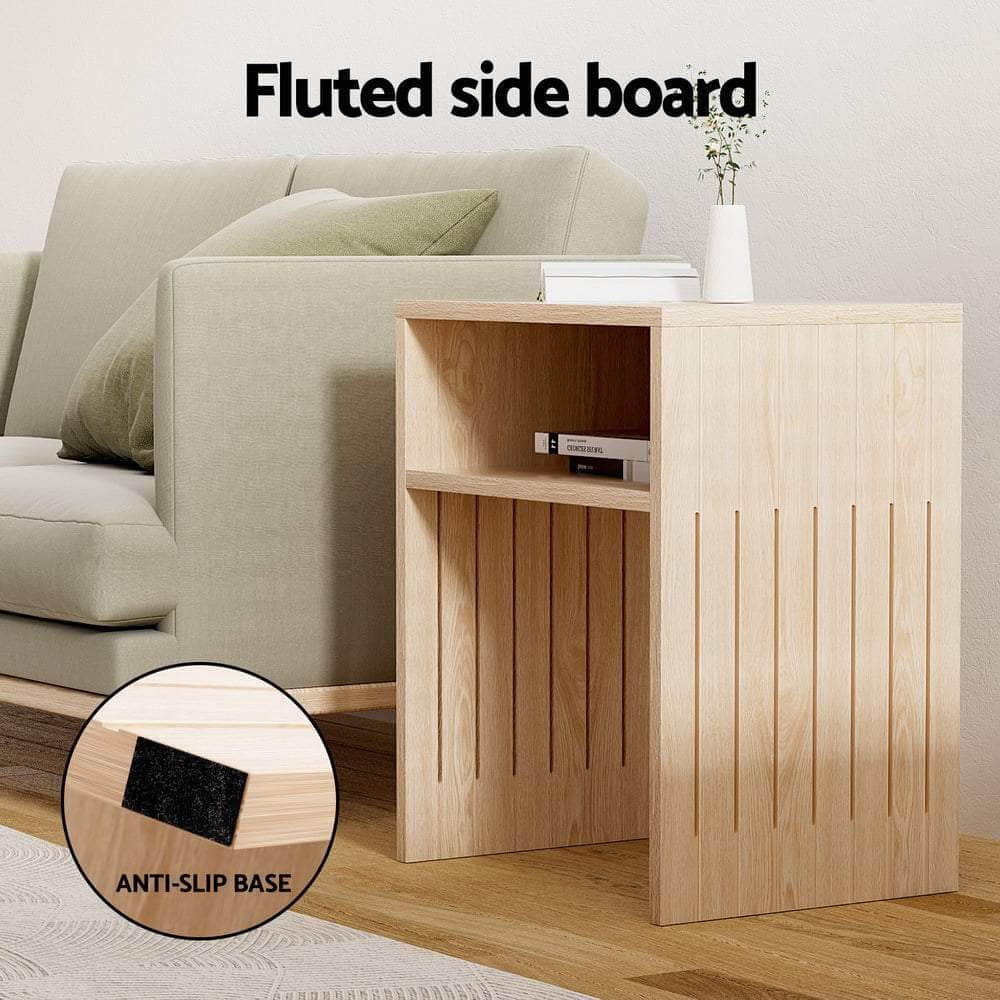 Coffee Table Storage Shelf Fluted Side Pine, Coffee Tables