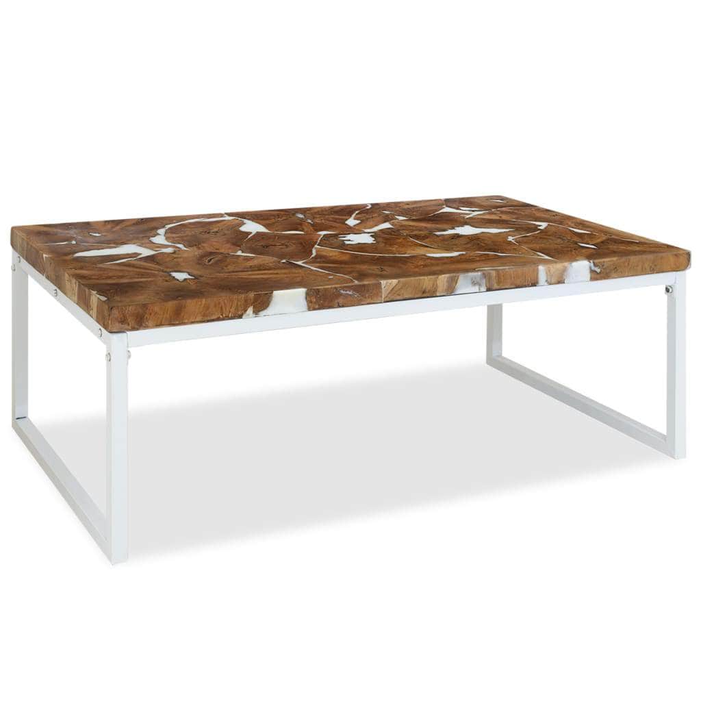 Coffee Table Teak Resin White and Brown