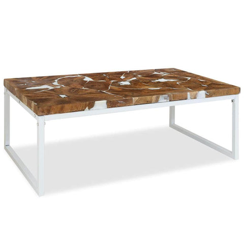 Coffee Table Teak Resin White and Brown