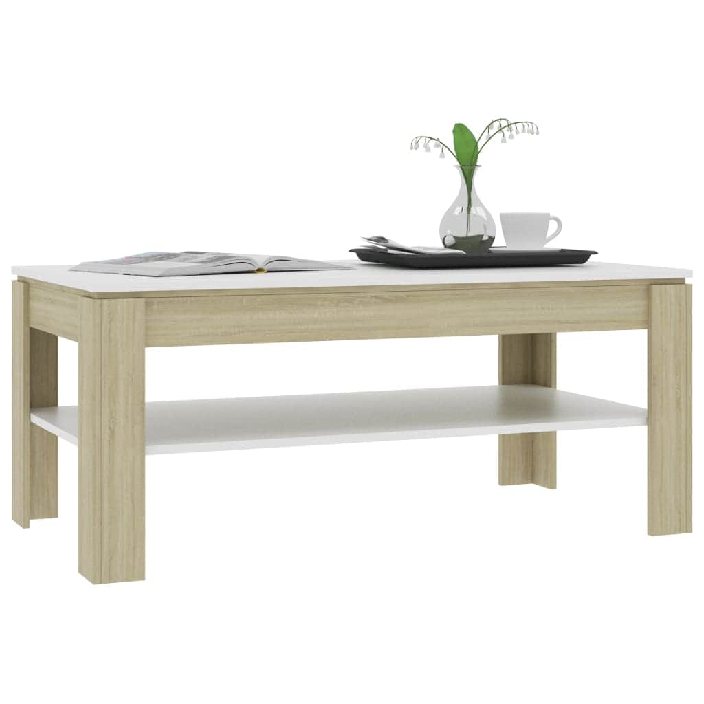 Coffee Table White  and Sonoma Oak Chipboard
