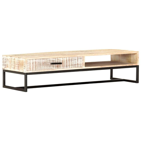 Coffee Table White Solid Acacia Wood