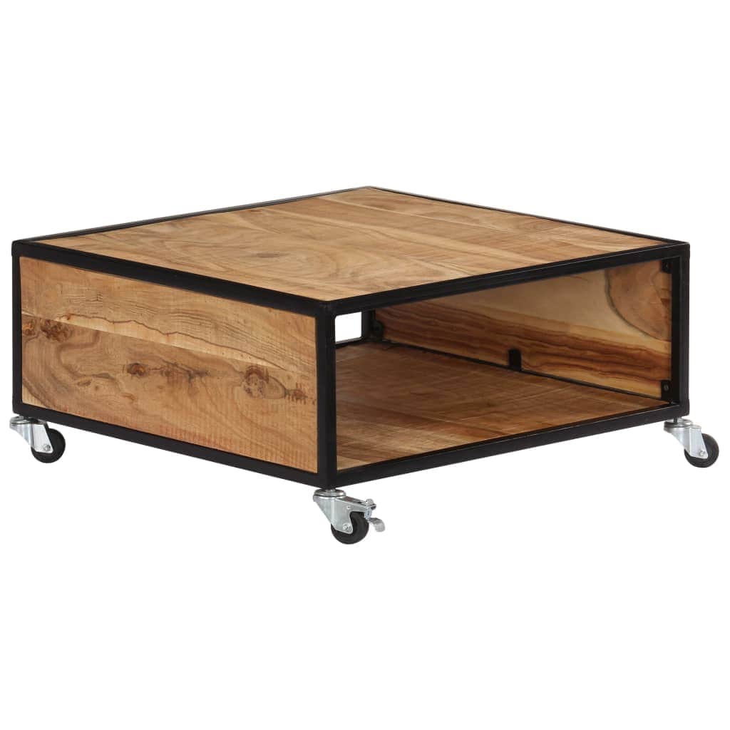 Coffee Table With 4 Casters Solid Acacia Wood