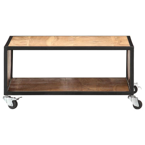 Coffee Table With 4 Casters Solid Acacia Wood