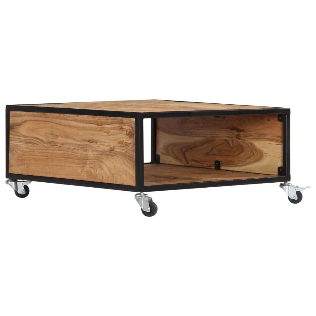 Coffee Table With 4 Casters Solid Acacia Wood