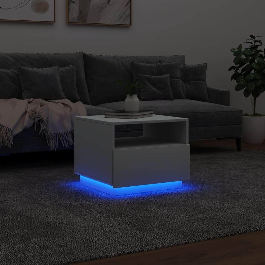 Coffee Table with LED Lights-White