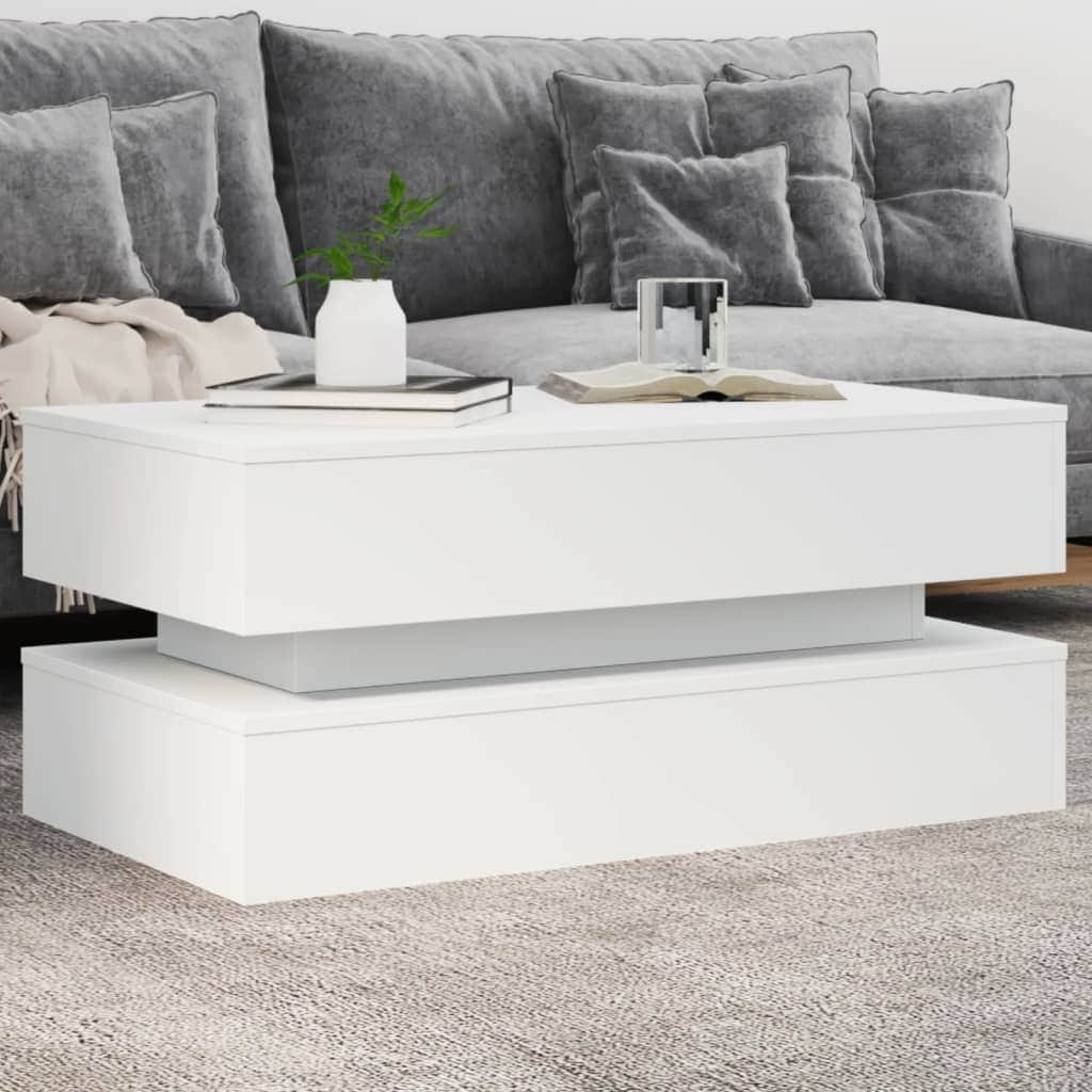 Coffee Table with LED Lights-White