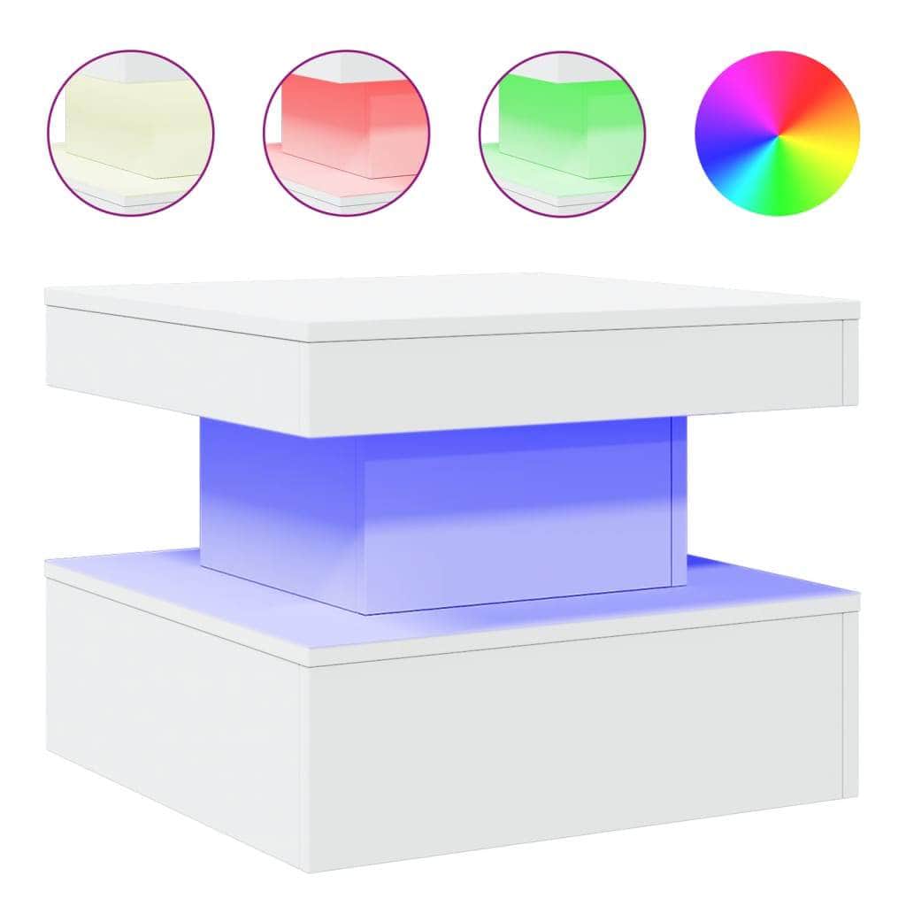 Coffee Tables - Coffee Table with LED Lights (White)