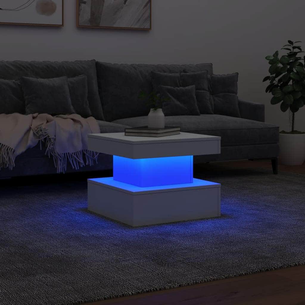 White colour - Coffee Table with LED Lights (White)