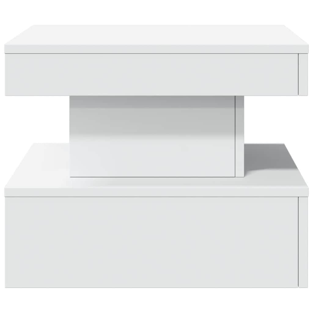 Coffee Table with LED Lights (White), White colour