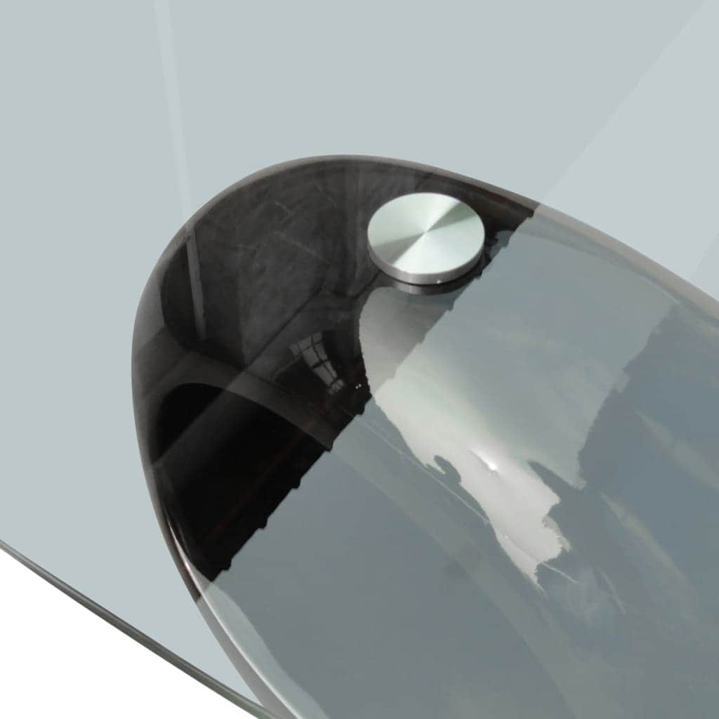 Coffee Table With Oval Glass Top High Gloss Black