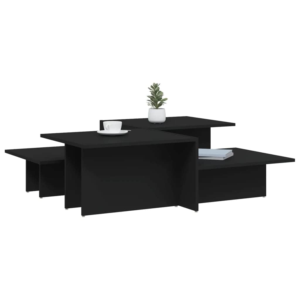 Coffee Tables 2 pcs White/Black/Grey Engineered Wood